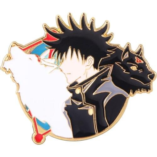 Game Jujutsu Kaisen Fushiguro Megumi Cosplay Metal Brooch Pin Alloy Badge Props