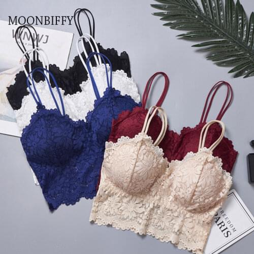 2021 Black Lace Tanks Tops Ladies Sexy Solid Tops Women Basic Full Cup Mom Padded Underwear