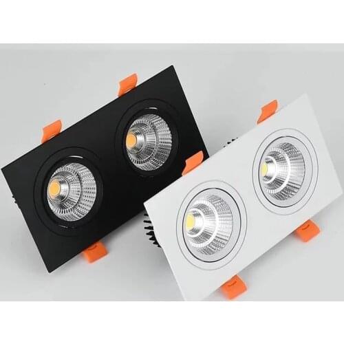 2 heads square dimmable LED recessed ceiling lamp downlight, 10W20W24W COB, AC85~265V LED ceiling light, LED spotlight, indoor l