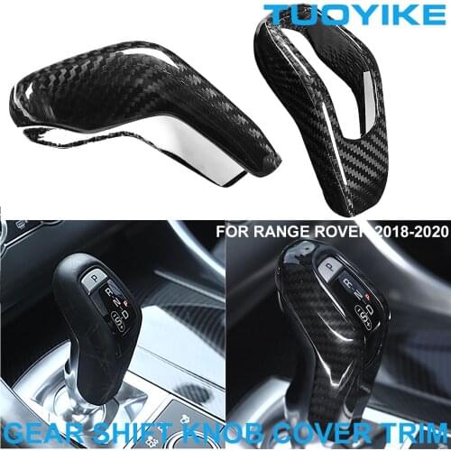 LHD RHD Car Styling Real Carbon Fiber Gear Shift Knob Cover Trim Sticker For Land Rover Range Rover Sport Evoque Discovery 18-20