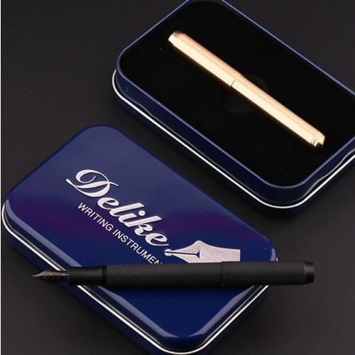 Delike Hunyuan Full Brass Fountain Pen Metal Ink Pen Iraurita EF/F/EF Calligraphy Bent Nib Writing Pen Gift set