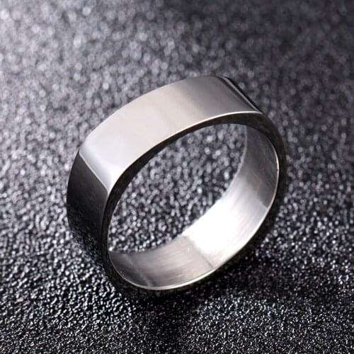MANGOSKY 6mm Stainless Steel Ring Wedding Engagement Square Rings Women Men Personalized Ring Customize Ring Engraved Ring