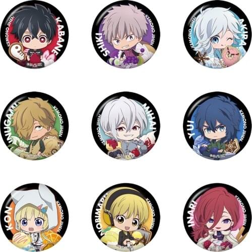 Kemono Jihen Anime Kabane Shiki Akira Inugami Mihai Yui Nobimaru Inari 50mm Metal Badge Brooch Pins