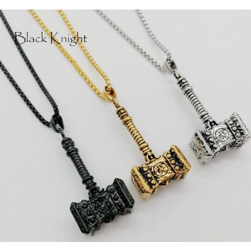 Fashion New Brand Male 316L Stainless Steel Hammer Thor Pendant Statement Necklace Rock Punk Mens Jewelry Accessories CAGF0437
