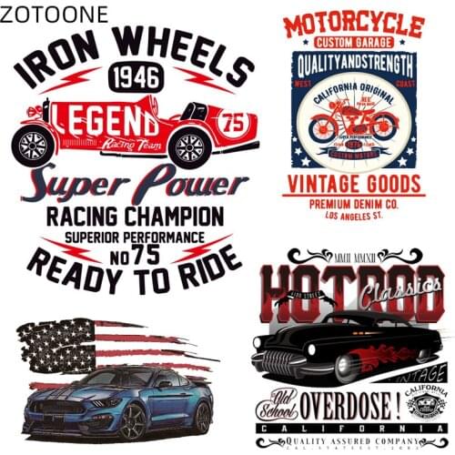 ZOTOONE Patch for Kids Boys Ironing Applique Cartoon Racing Car Letter Stickersfor Clothing Thermo Transfers Patches for T-shirt