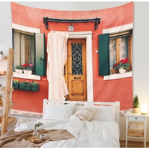 Ocean Window Flower Wall Tapestry Personality Cartoon Pattern Printed Wall Cloth Tapestry Hippie Art Home Decor Yoga Mat Carpet