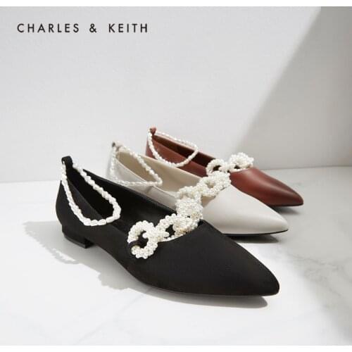 CHARLES&KEITH New Arrival for Autumn 2021 CK1-70900292 Ladies Pearl Pointed Toe Low Heel Shoes