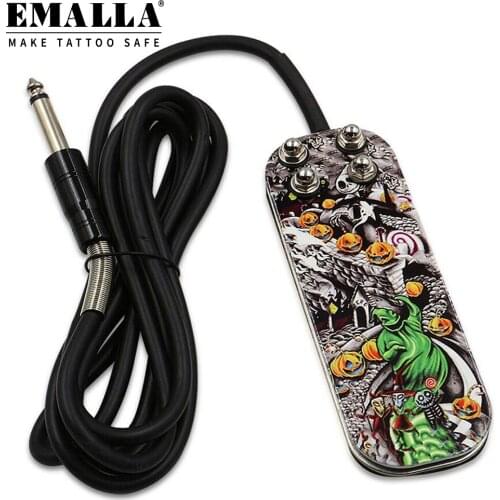 EMALLA Tattoo Foot Fedal Stainless Steel Tattoo Foot Pedal Switch With 5.9Ft Silicon Soft Wire Power Cord Tattoo Power Supply