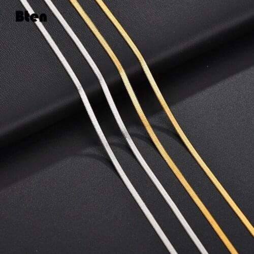 BTEN Width 3mm Stainless Steel Flat Necklace Gold Waterproof Filmy Snake Chain Men Gift Jewelry Various Length