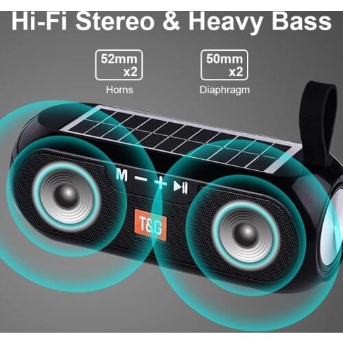 Portable Column Wireless Bluetooth Speaker Stereo Music Box Solar Power Bank Boombox MP3 Loudspeaker Outdoor Waterproof Speakers