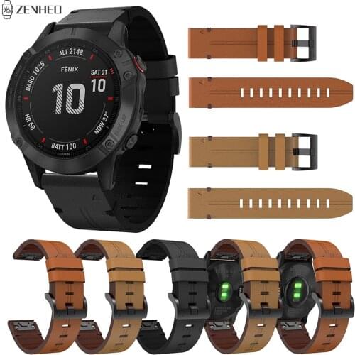 20mm 22mm 26mm Leather Strap For Garmin Fenix 6/6X/6S Watch Band Quick Release Easy Fit Watchband For Garmin Fenix 5/5 Plus