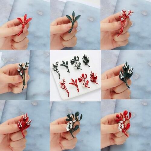 RINHOO Oil Paint Plant Brooches Red Green Leaf Branch Imitation Pearl Leaves Brooch Pin for Women Men Clothes Jewelry Badge