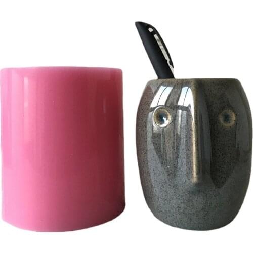 Girl Makeup Brush Storage Pen Holder Silicone Mold Concrete Flowerpot Mould Resin Plaster Chocolate Cake Decorating Tools