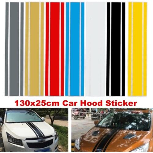Car-Styling Decal Sticker 130*25CM Car General Engine Cover Sticker Auto Motorcycle SUV Hood Engine Cover Vinyl DIY Decor Stripe
