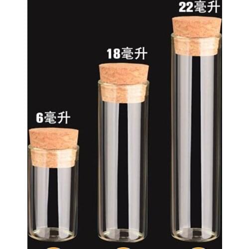 6ML 18ML 22ml glass tube with wooden cork, clear glass vial, glass jar, Cork Tube Bottle.Empty Tube Glass Bottles F20172864