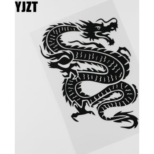 YJZT 12.9CMX19.7CM Chinese Dragon Mythical Legend Tribal Vinyl Car Sticker Black /Silver 13C-0113