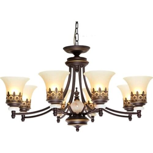 Vintage Ceiling Lamp Black Iron Glass Lampshade Pendant Chandelier E27 Bulb Luminaria Lamparas bar cafe hanging lamps MING