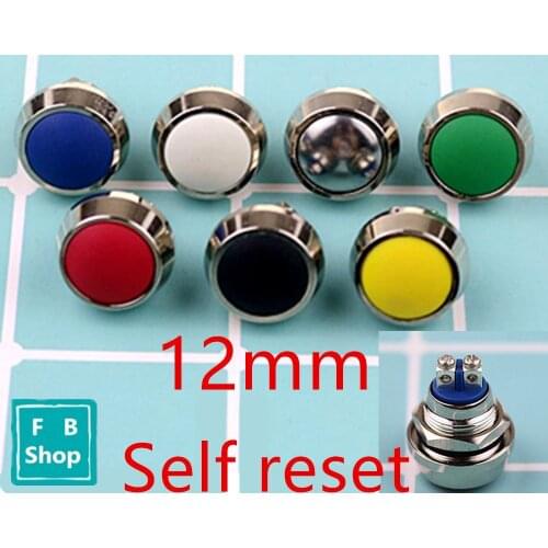 12mm 1NO momentary reset screw terminal metal push botton waterproof nickel plated brass domed push button switch