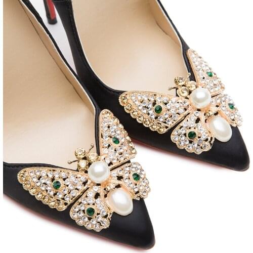 High heels womens stilettos fall 2020 new satin crystal ladies shoes bow pointy joker plus size womens shoes zapatos de mujer