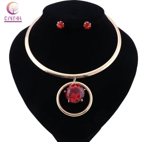CYNTHIA Women Jewelry Sets Trendy Necklace Earrings Statement Red Necklace For Party Wedding Fashion Direct Selling