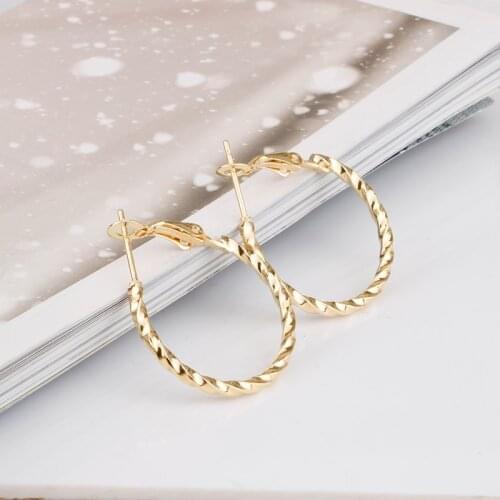Gold Color Round Small Hoop Earring for Women Zinc Alloy Whorl Nice Shape Ladies Ear ring Accessories Gifts NEW E0151