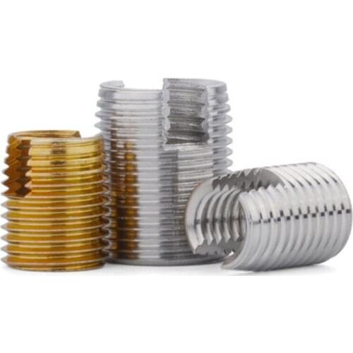 1-10pcs M2 To M16 Galvanized Stainless Steel Threaded Inserts Metal Thread Repair Insert Self Tapping Slotted Screw Threaded