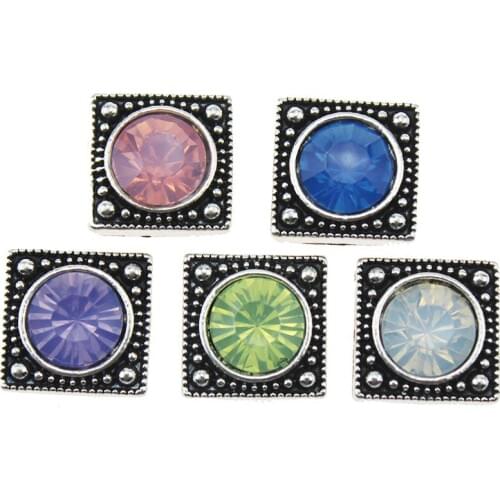 10pcs/lot New 12mm Snap Jewelry High Quality Crystal Square 12mm Snap Buttons Mini Snap for Ginger Snap Bracelet Earrings