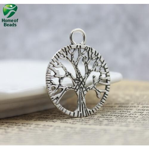 10pcs Alloy Tibetan Silver Plated Tree Of Life Charms Pendants For Jewelry Making DIY Handmade Craft 30mm ZA1210