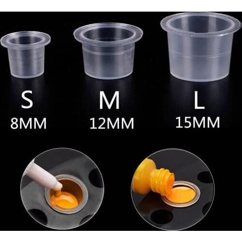 100pc Disposable Plastic Tattoo Ink Cups Microblading Pigment Cup Ink/Glue Holder for Permanent Makeup Accessory PMU Tool Supply