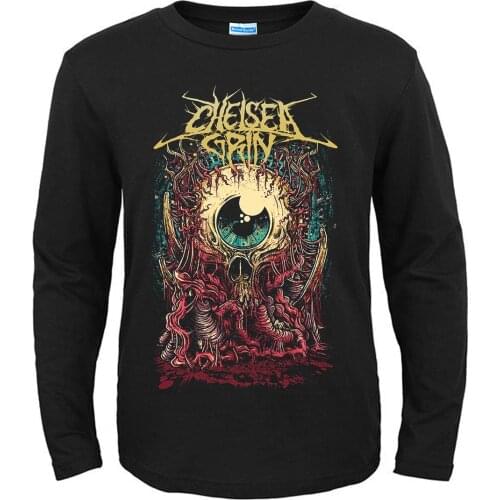 12 Designs Chelsea Grin Horrible Eye Death Rock Band Demon Men Women Full Long Sleeves Shirt Black Metal Tee Fitness Rocker