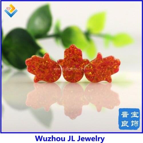 2pcs/lot)Discount!!! Wholesale trendy charms/beads hamsa shape synthetic opal op31 11*13mm hand/hamsa opal stone