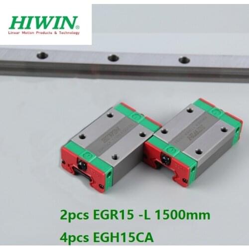 2pcs origial Hiwin rail EGR15 -L 1500mm linear guide + 4pcs EGH15CA carriage blocks for CNC router