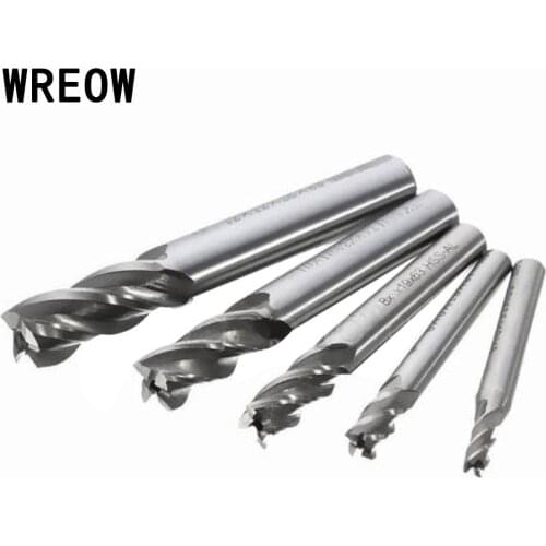 5pcs/Set HSS Straight Shank 4Flute Milling Cutter Metal Drill End Mill Router Drill Bit Cutter Tool 4/6/8/10/12 mm