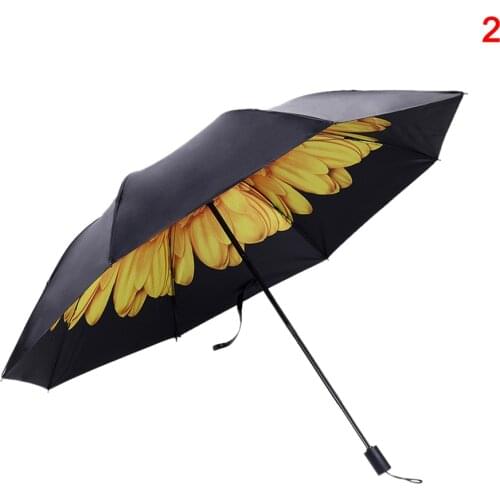 8 Bone Black Sunny Rainy UV Sunscreen Protections Umbrella Tri-fold Folding Sun Umbrella Portable Ultralight Travel -30