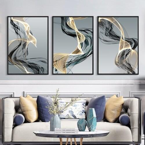 Abstract Line Luxury Nordic Canvas Art Painting Home Decor Wall Art Poster and Print Minimalist Art for Bedroom Backdrop Design