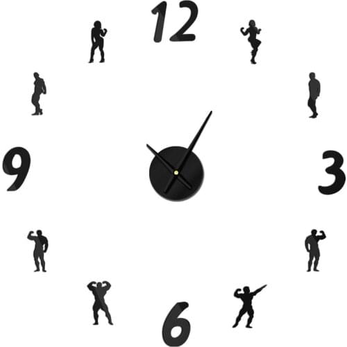 DIY GYM Large Wall Clock Modern Design Bodybuilding Frameless Giant Home Decor Wall Watch For Fitness Lover Gift