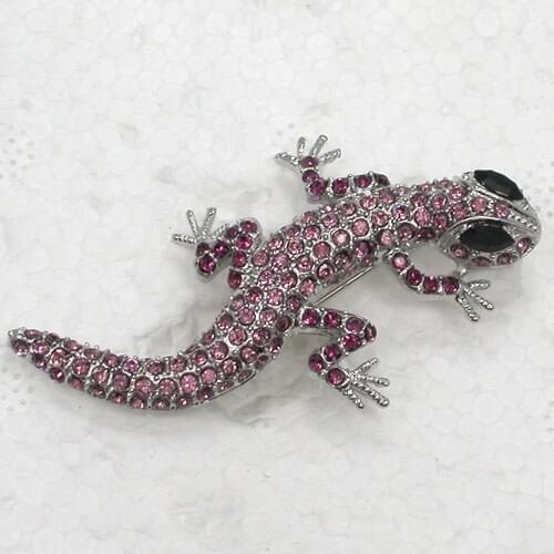 Animal Brooch Purple Rhinestone Lizard Pin brooches C941 D
