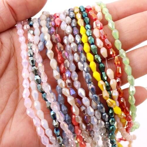New Arrival Mini Water Drop Shape Crystal Beads 98pcs/lot 3x5mm 16 Colors Jewelry Making Accessories Charm Bracelets DIY Beads