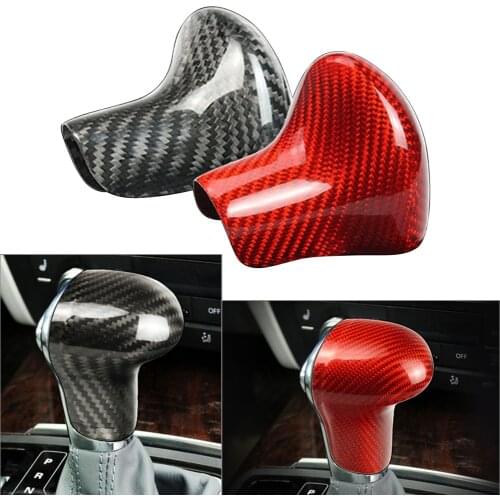 Car Carbon Fiber Shift Knob Cover Shell Decorated For Audi A4 A5 Q5 Q7 A6 A7 S6 S7 Black/Red