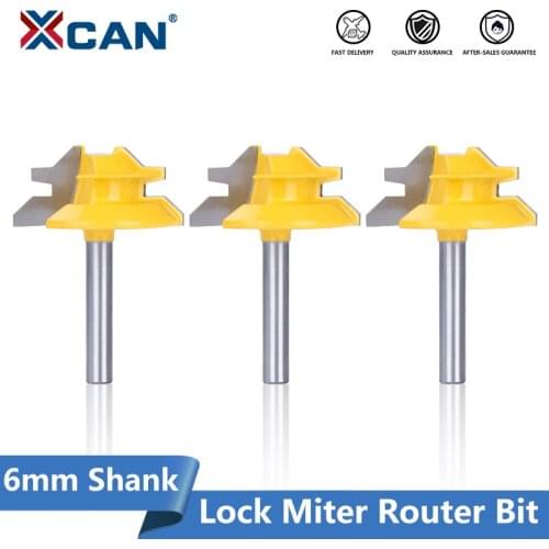 XCAN Lock Miter Router Bit 6mm Shank Jointing Router Bit Glue Joint Tenon Milling Cutter Wood Router Bit