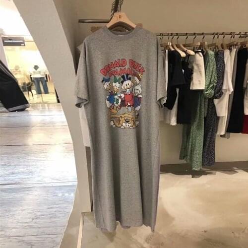 Short Sleeve T-shirt Womens Fashion 2021 Summer New Fashion Mickey Hundred Da Medium Length Dress