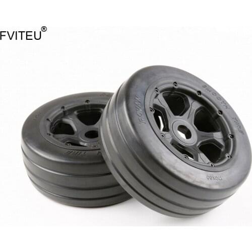 FVITEU Complete Rubber Front Slick Tire set Fit 1/5 HPI Baja 5B Rovan King Motor