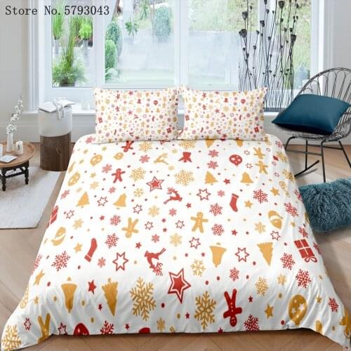 2/3 Pieces Merry Christmas Bedding Set 3D Print Festival Holiday Duvet Cover For Kids Adults Bed Quilt Cover Home Bed Cover Set