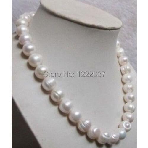 Beautiful 9-10MM white Thread beads BAROQUE Pearl necklace 18"