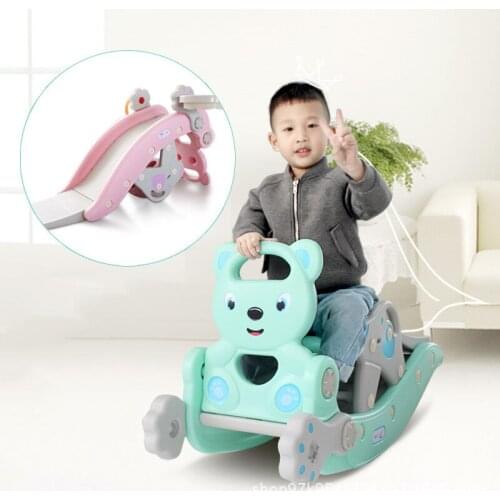 3 In1 Multifunction Childrens Rocking Horse Slide Newborn Birthday Gift Car Baby Dual-Use Toy Trojan Rocking Chair Baby Stool