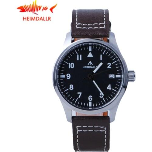 HEIMDALLR Mens Pilot Watch 39mm Black Dial Sapphire Glass Luminous 150m Diver Watches NH35A Automatic Movement Watch
