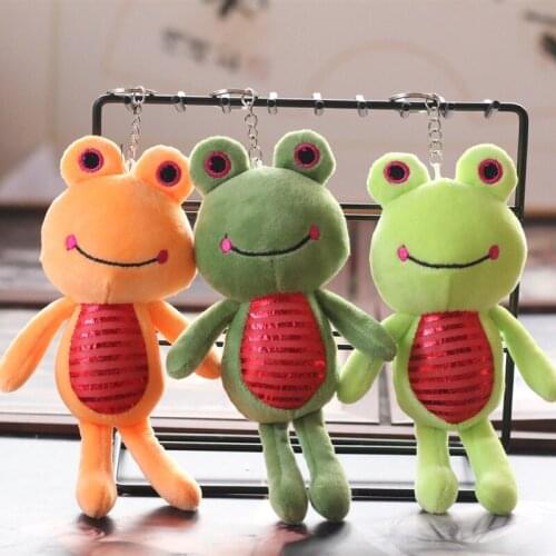 New lifelike fashion cute fevarite cartoon doll Colorful frog 15cm plush soft Bag decoration pendant Keychain kids funny gift
