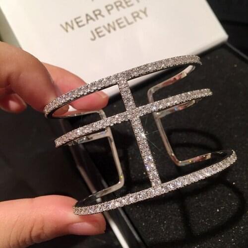 New classic simple king bracelet open bracelet set with zircon super flash hand decoration women wholesale DZ 4