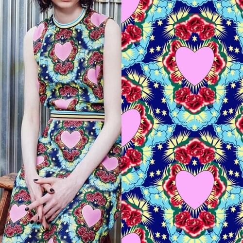 European and American spring and autumn new printing fabric dress fashion diy cloth processing immediately after purchase