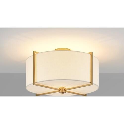 New Chinese style ceiling lamp exhibition hall hotel restaurant porch study bedroom all copper fabric ceiling lamp